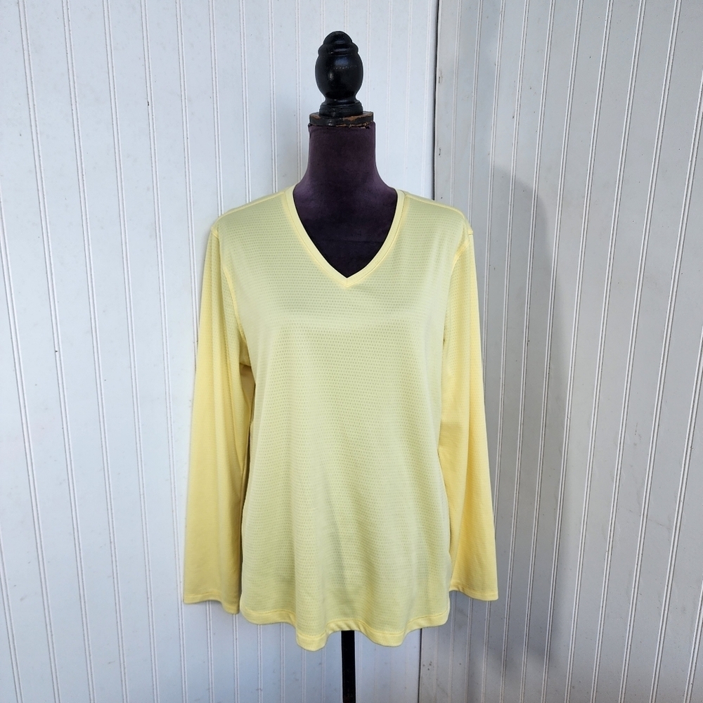 Reel Legends Freeline Women's Yellow V Neck Long Sleeve Top XL